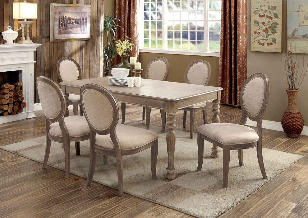 Kathryn Rustic Dark Oak, Ivory 7 Pc. Dining Table Set