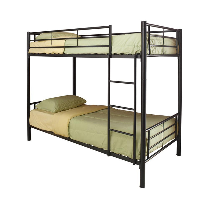 Denley Black Metal Twin Over Twin Bunk Bed