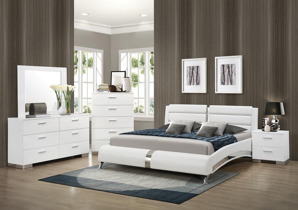 Felicity Contemporary White Upholstered California Bed