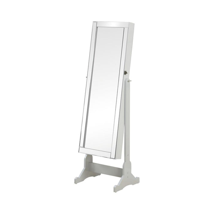 Transitional Dove Grey Cheval Mirror Armoire