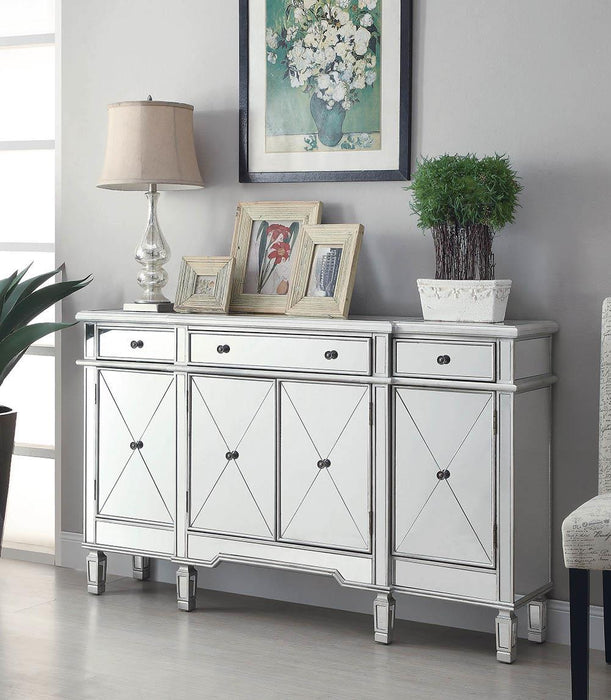 Transitional Mirror and Silver Wine Cabinet