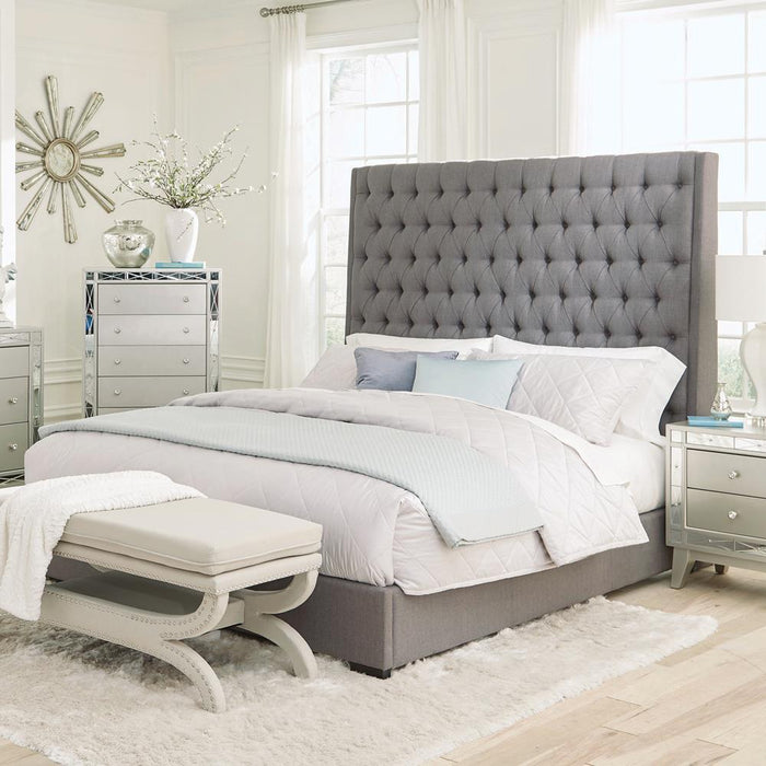 Camille Grey Upholstered King Bed