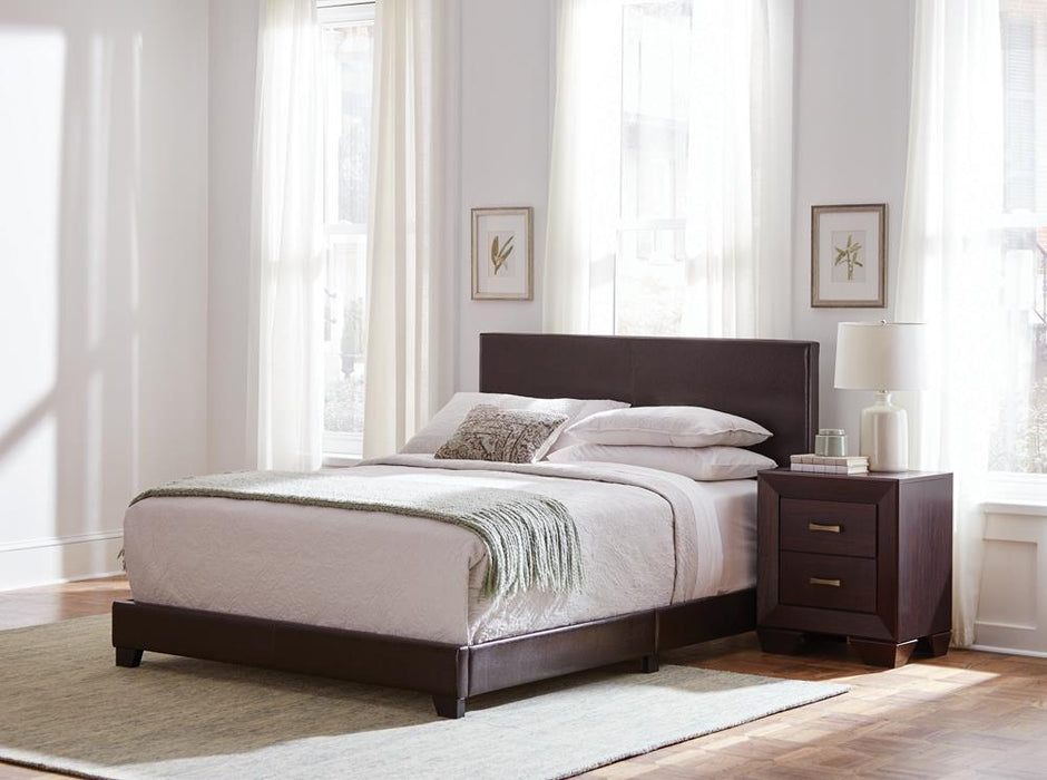 Dorian Brown Faux Leather Upholstered Queen Bed