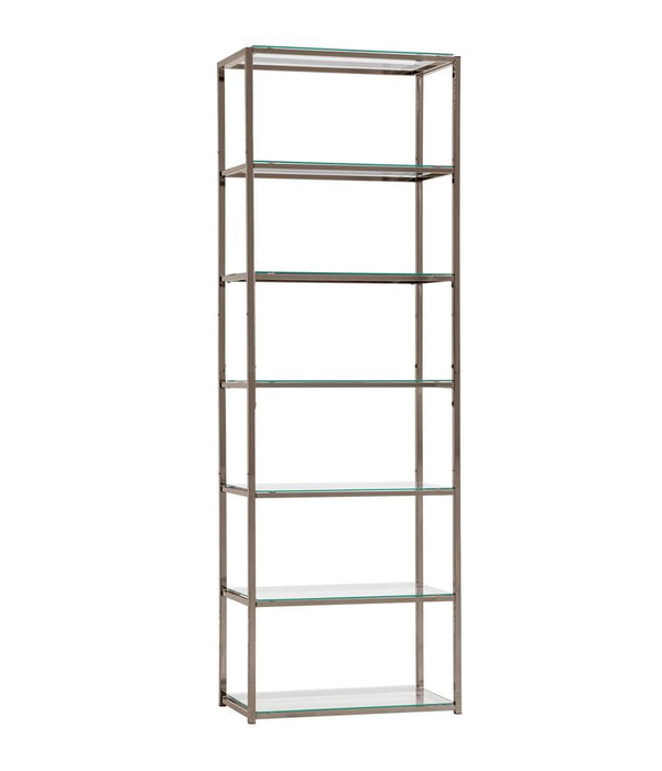 G801017 Contemporary Black Nickel Six Tier Bookcase