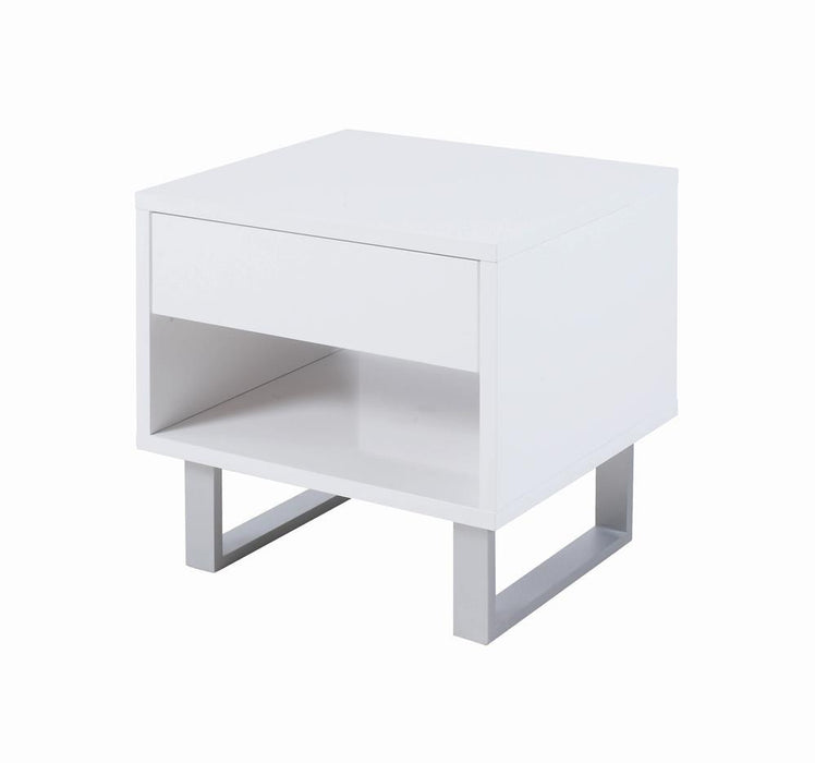 G705698 Contemporary Glossy White End Table