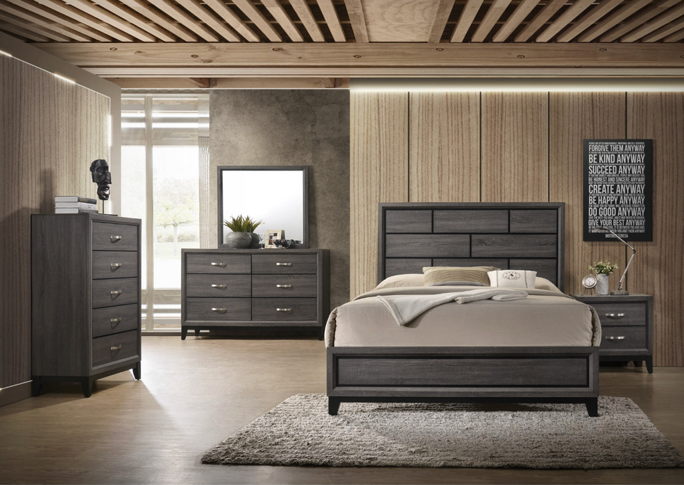 Crown Mark Akerson King Four Piece Bedroom Set Grey