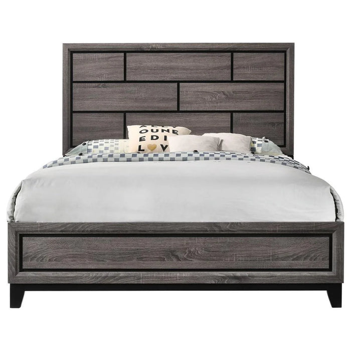 Crown Mark Akerson King Four Piece Bedroom Set Grey