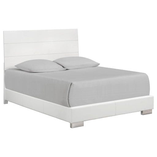 Felicity Contemporary Glossy White Eastern King Bed image