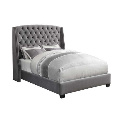 Pissarro Transitional Upholstered Grey and Chocolate Queen Bed image