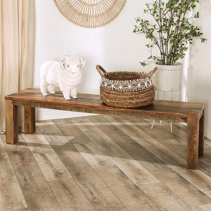 GALANTHUS 68"L Dining Bench, Weathered Light Natural Tone image